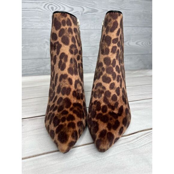 Nine West Womens  Faux Fur animal print   Ankle Boots Brown size 8 - Picture 2 of 9